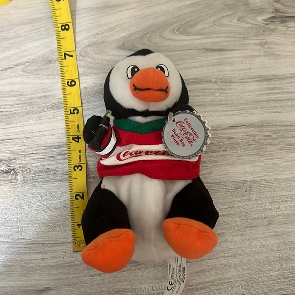 1999 Coca Cola Beanie Plush Penguin in hockey shirt - Picture 2 of 9